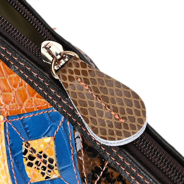 Chaos by Elsie- Echtleder Crossbody Bag mit RFID-Schutz und Kroko-Prägung, Rautenmuster image number 9