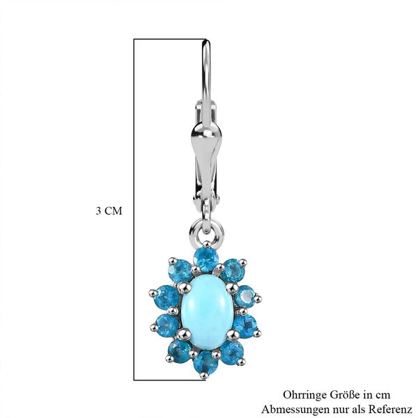 AA Sleeping Beauty T&uuml;rkis, Neon Apatit Ohrringe 925 Silber rhodiniert ca. 1.61 ct image number 6