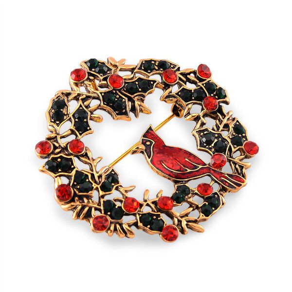 Roter Kristall, Neongrüner Kristall Brosche Std Gelb image number 3