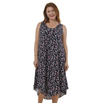 TAMSY bedrucktes Kleid, Viskose, 60x105 cm, schwarz Blumenmuster