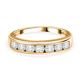 Moissanit Ring, 925 Silber vergoldet - 0,75 ct.