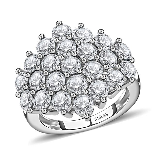 Weißer Kristall Ring, 316L Edelstahl (Größe 17.00) image number 3