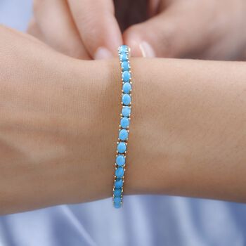 Amerikanisches, nat&uuml;rliches Sleeping Beauty T&uuml;rkis Armband ca. 19 cm 925 Silber Gelbgold Vermeil ca. 7.61 ct