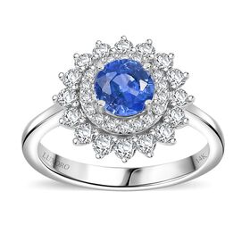 LUXORO zertifiziert und geprüft  AAA Blauer Saphir und Diamant Ring in 585 Weißgold - 1,82 ct.