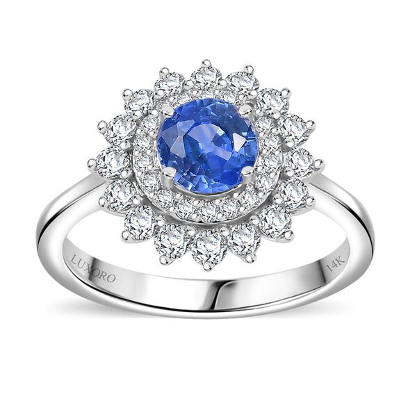 LUXORO zertifiziert und gepr&uuml;ft  AAA Blauer Saphir und Diamant Ring in 585 Wei&szlig;gold - 1,82 ct. image number 0