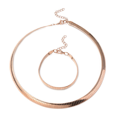 2er-Set Schlichter Schmuck Halskette ca. 45+5 cm und Armband ca. 19+2 cm in Edelstahl, IP-Plating Rosé image number 0