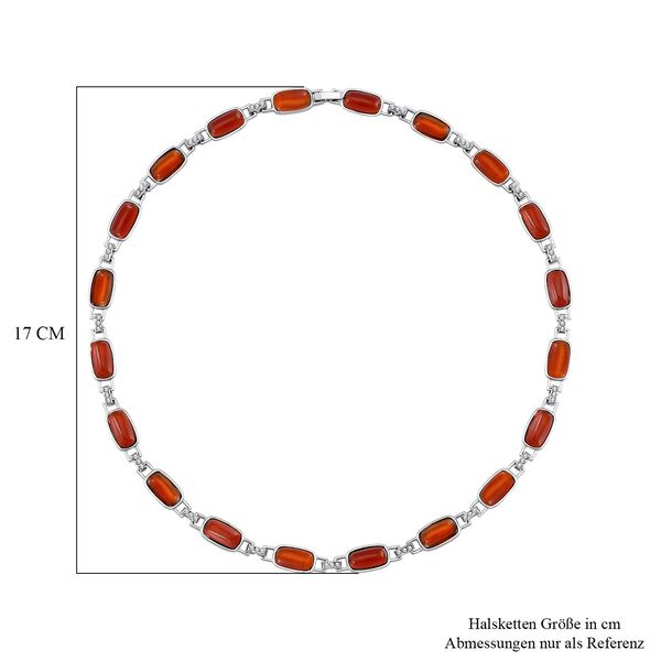 Roter Achat, Wei&szlig;er Kristall Halskette ca. 50 cm image number 5
