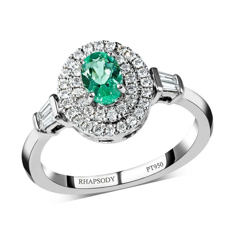 Rhapsody AAAA Paraiba Turmalin und Diamant-Halo-Ring, VS E-F, 950 Platin, 0,85 ct. image number 0