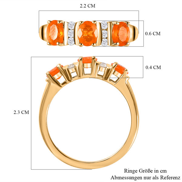 Salamanca Feueropal, weißer Zirkon Ring, 925 Silber vergoldet (Größe 20.00), ca. 0.93 ct image number 7