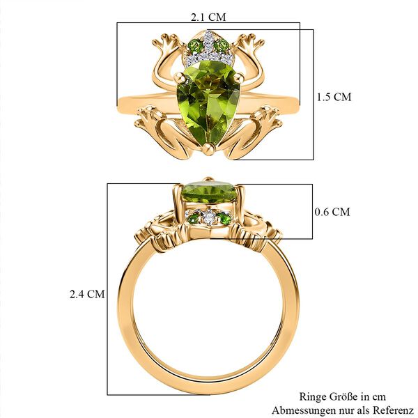 GP Trionfo Kollektion - Nat&uuml;rlicher Peridot, Nat&uuml;rlicher Chromdiopsid Ring 925 Silber Gelbgold Vermeil (Gr&ouml;&szlig;e 19.00) ca. 1.93 ct image number 7