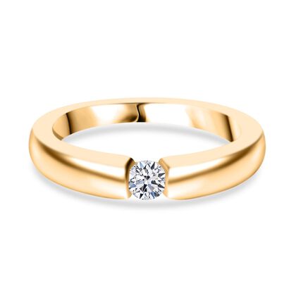 LUXURIANT DIAMOND - Lab Grown Diamant VS-EF Ring 925 Silber Gelbgold Vermeil (Gr&ouml;&szlig;e 17.00)  ca. 0.15 ct