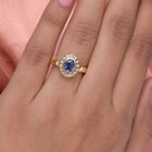 Masoala Saphir und Zirkon-Halo-Ring, 925 Silber vergoldet, 1,27 ct. image number 2