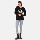 100% Baumwoll-Flanell Strick Sweatshirt mit Applikation, Schwarz Größe 40  image number 2
