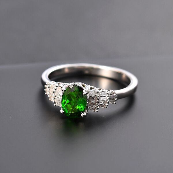 Nat&uuml;rlicher Chromdiopsid und Diamant-Ring - 1,05 ct. image number 2