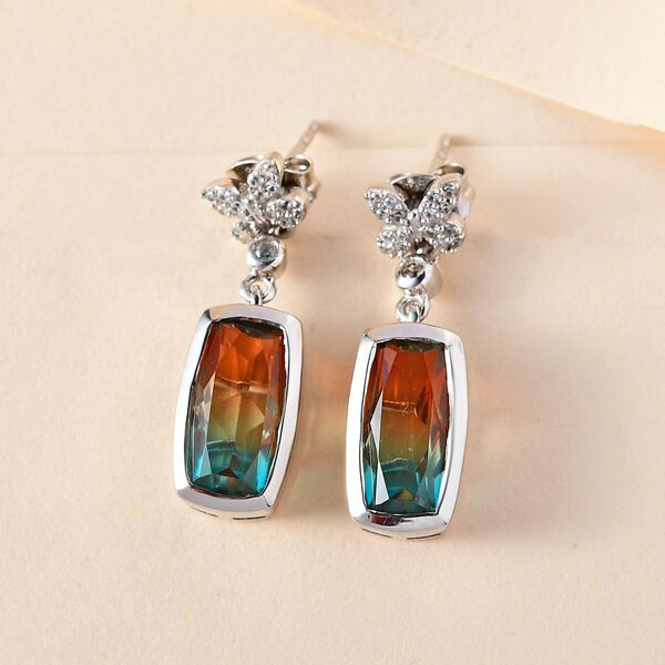 Aqua Terra Costa Quarz Triplett und Zirkon-Ohrh&auml;nger, 925 Silber platiniert, 5,50 ct. image number 2