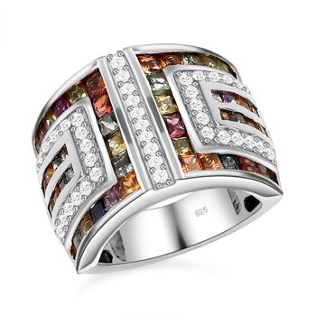Mehrfarbiger Saphir und Zirkon-Ring - 4,40 ct.