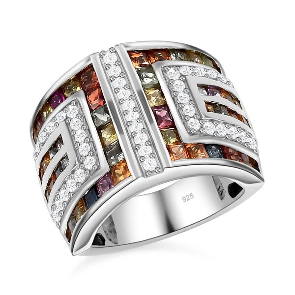 Mehrfarbiger Saphir und Zirkon-Ring - 4,40 ct. image number 4