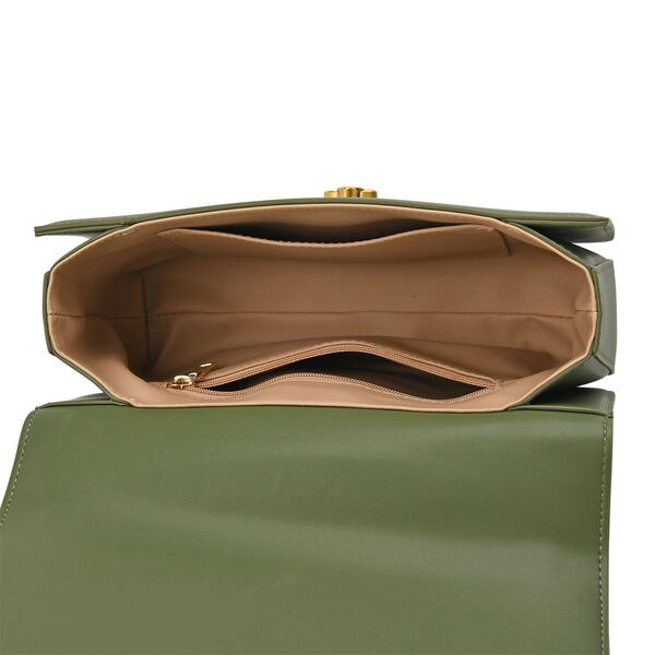 "Brand:La Marey Signature Brocade with Genuine Leather crossbody bag  Color:green Size:23*10*13.5cm Meterial: Wall-Silk/Genuine Leather; Lining-Polyester Exterior:lock-1 Interior: zipped-1,slid-2" image number 4