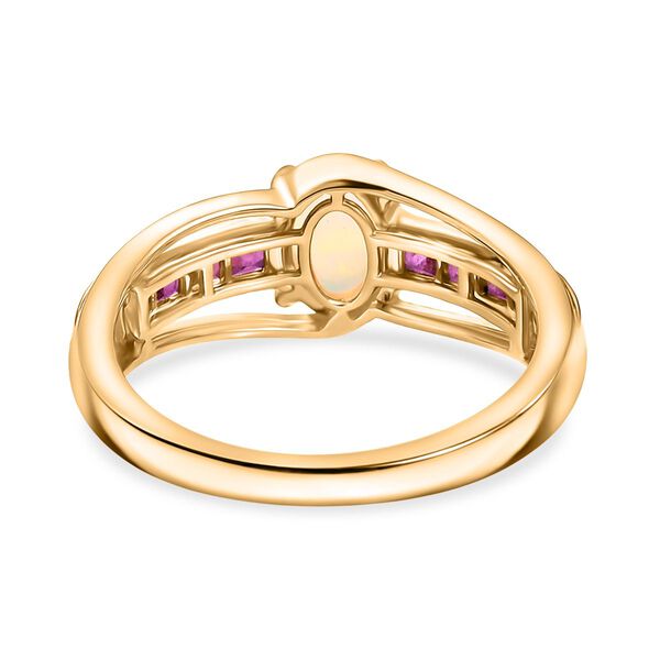 AA Nat&uuml;rlicher, &auml;thiopischer Welo Opal und afrikanischer Rubin Ring - 1 ct. image number 5