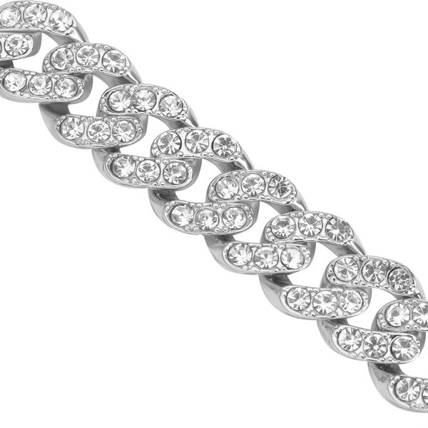 Wei&szlig;es Kristall-Armband, ca. 19 cm, silberfarben image number 3