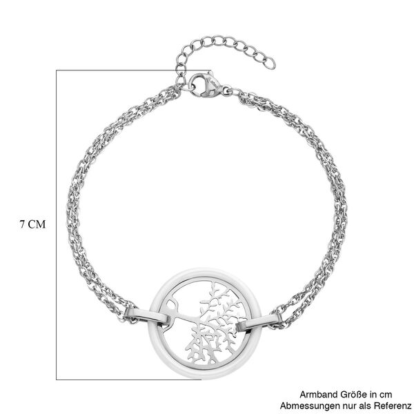 Wei&szlig;es Keramik Armband, 18 cm, Edelstahl image number 4