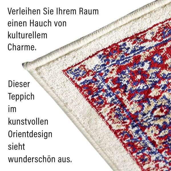 Moderner grauer & mehrfarbiger Läufer - 950 GSM, Größe: 66x180cm, creme image number 5