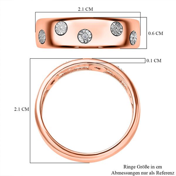 Weißer Diamant Ring 925 Silber 750 Roségold Vermeil (Größe 21.00) image number 7