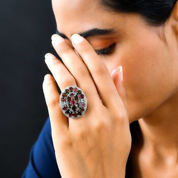 Nat&uuml;rlicher Mehrfach-Turmalin und Zirkon-Ring - 8,92 ct.