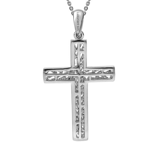LUXURIANT SI-GH Labor Diamant Kreuz Anhänger mit 50cm Kette, 925 Silber rhodiniert - 0,33 ct. image number 5