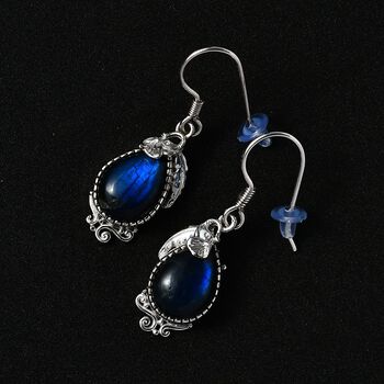 AAA Labradorit Ohrringe, 925 Silber platiniert ca. 12.08 ct