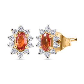 AA Orange Saphir und Zirkon Ohrringe - 1,11 ct.