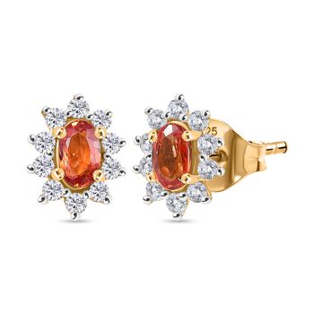 AA Orange Saphir und Zirkon Ohrringe - 1,11 ct.
