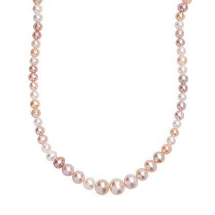 AA Mehrfarbige S&uuml;&szlig;wasser Perle Halskette ca. 45 cm 925 Silber 750 Gelbgold Vermeil