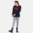 Damen Strick Sweatshirt mit Applikation, Größe 40, Dunkelblau image number 2