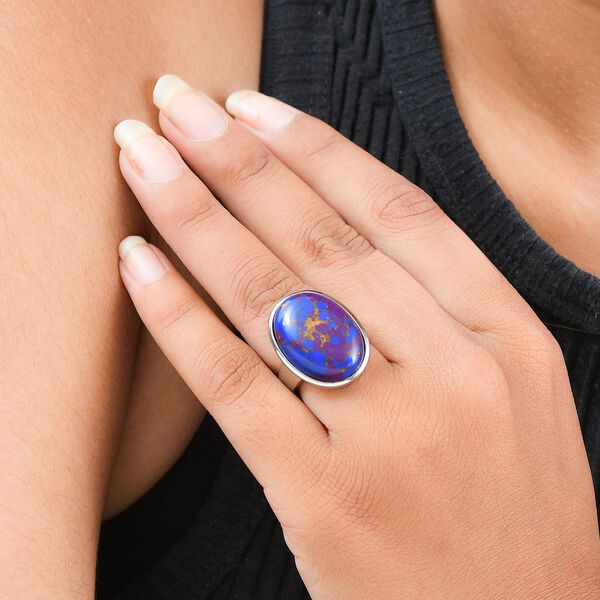 Lila T&uuml;rkis Ring, Edelstahl, (Gr&ouml;&szlig;e 21.00), ca. 16.09 ct image number 3