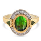 Ammolit und Natürlicher Chromdiopsid Ring 925 Silber vergoldet (Größe 17.00) ca. 2,03 ct