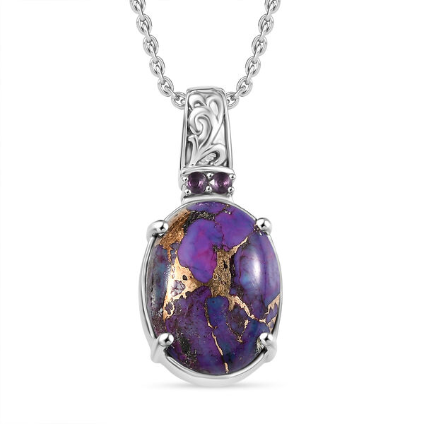 Lila T&uuml;rkis, Afrikanischer Amethyst Schmuckset Edelstahl ca. 11.10 ct