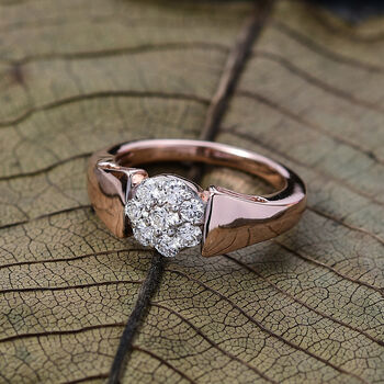LUXURIANT SI-GH Labor Diamant Ring, 925 Silber 750 Ros&eacute;gold Vermeil - 0,50 ct.