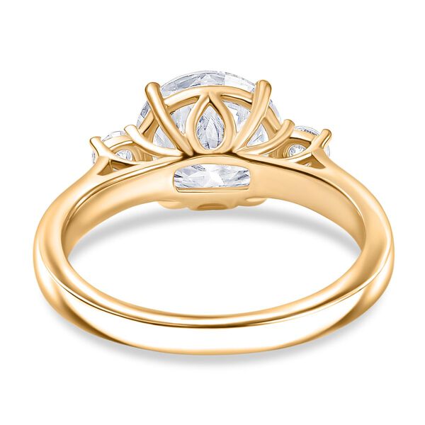 D'Joy 100 Facetten Moissanit Ring 925 Silber 750 Gelbgold Vermeil (Größe 19.00) ca. 2,80 ct image number 6