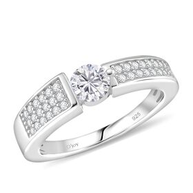 Moissanit Ring 925 Silber rhodiniert (Gr&ouml;&szlig;e 16.00) ca. 0,70 ct