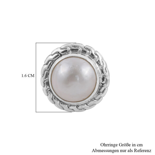 Royal Bali Kollektion - weiße Mabe Perlen-Ohrstecker, 925 Silber image number 5