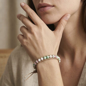 Flexibles mehrfarbiges Regenblumen-Yuhua-Quarzit Armband - 35 ct.