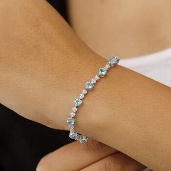 GP AA Blauer Apatit, Kanchanaburi Blauer Saphir Armband ca. 20 cm 925 Silber rhodiniert ca. 9.83 ct