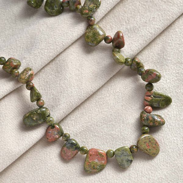 Unakite Halskette, 50 cm - 253 ct. image number 1