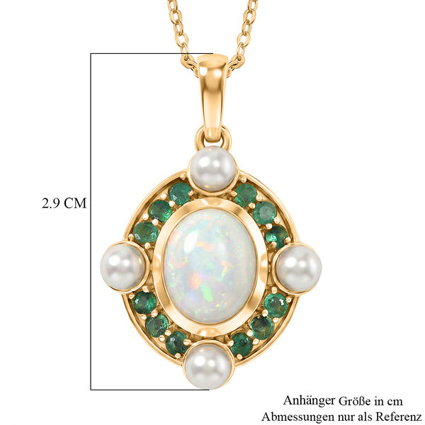 D'Joy Nat&uuml;rlicher, &auml;thiopischer Welo Opal, Perle Schmuckset ca. 50 cm 925 Silber 750 Gelbgold Vermeil image number 5