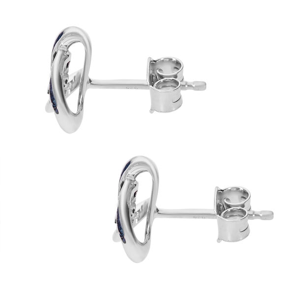 Liebesknoten blaue Diamant-Ohrstecker, 925 Silber platiniert - 0,25 ct. image number 6