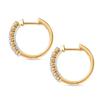 LUXURIANT SGL zertifizierte SI-GH Labor Diamant Ohrringe, 925 Silber 750 Gelbgold Vermeil - 0,99 ct.