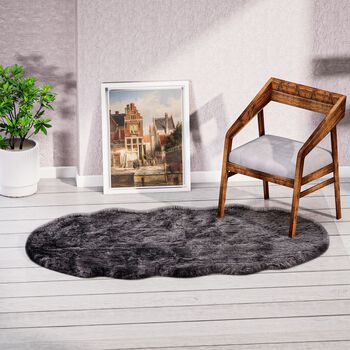 Luxury Edition: Wolkenweicher 2200 GSM Kunstfell Teppich 100x180 cm, schwarz