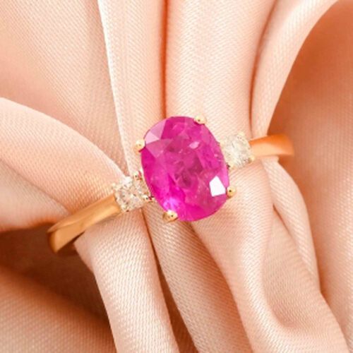 Zertifiziert und geprüft AAA Natürlicher Mosambik Rubin und Diamant Ring in 417 Gold - 1,65 ct. image number 1