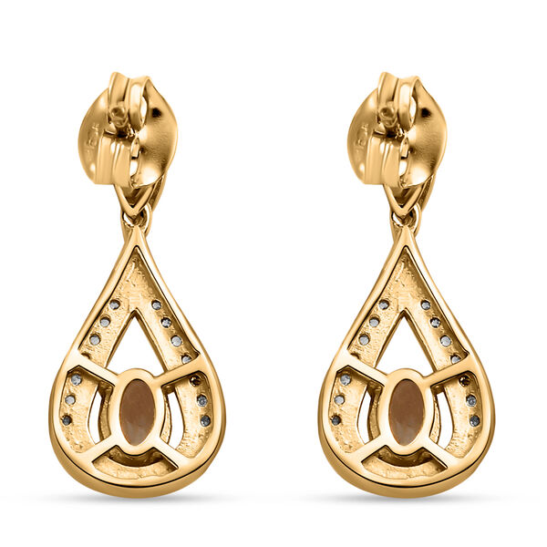 AAA Turkizit und wei&szlig;e Zirkon Ohrh&auml;nger in 925 Silber mit Gelbgold Vermeil image number 5